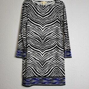3 / $30‎ Michael Kors Dres Medium Black Animal Print Zebra Shift Jersey Knit